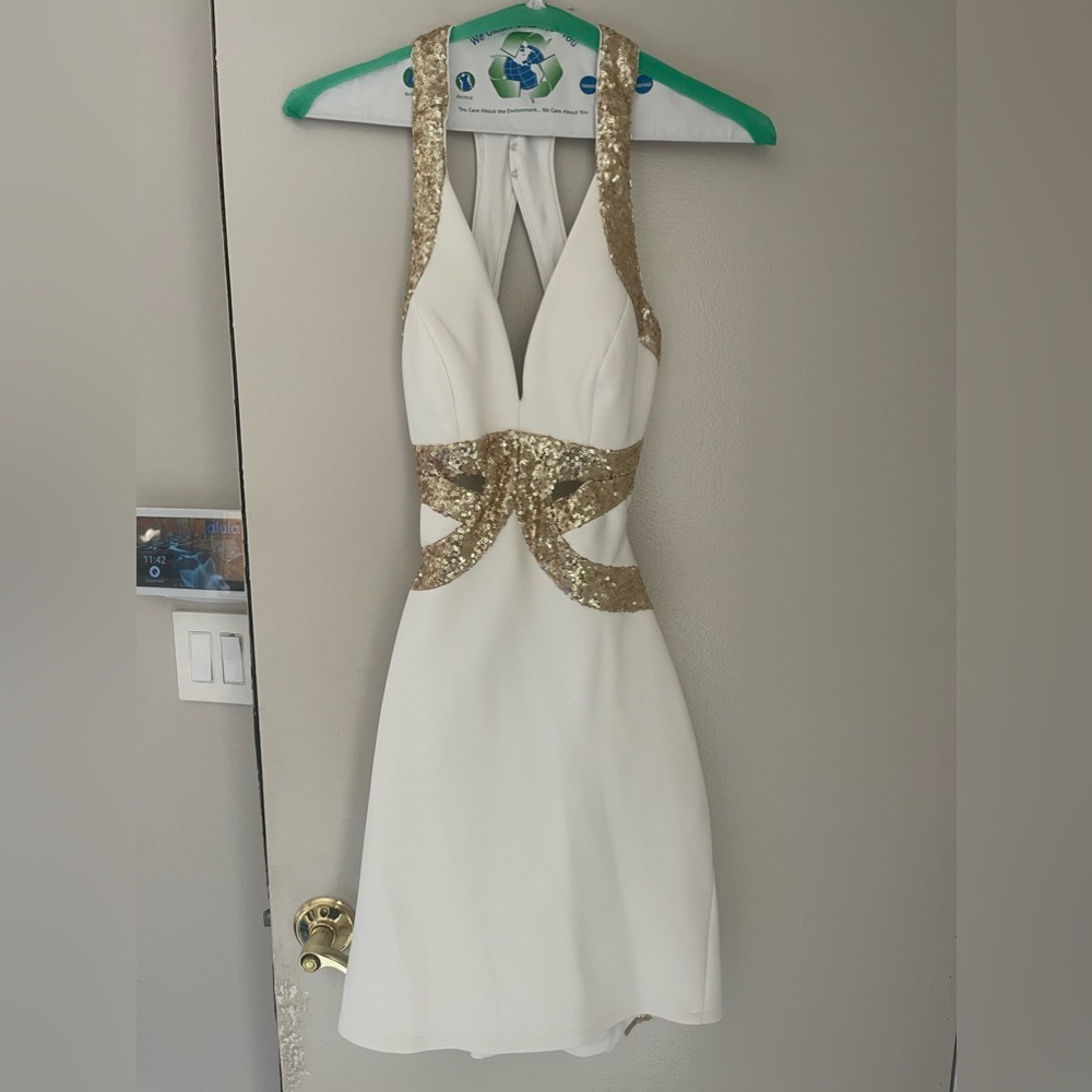 Faviana white dress.